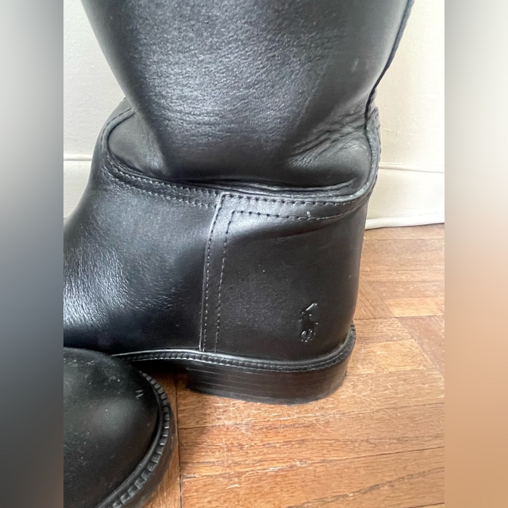 Polo Ralph Lauren Calfskin Tall Riding Boots, Black Leather, Size 8.5 - Picture 7 of 10